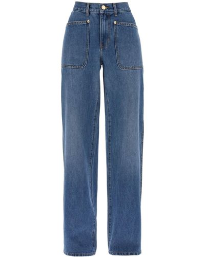 Tory Burch High-Waisted Cargo Style Jeans In - Blue