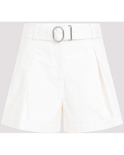 Jil Sander Optic White Mid Waist Cotton Shorts