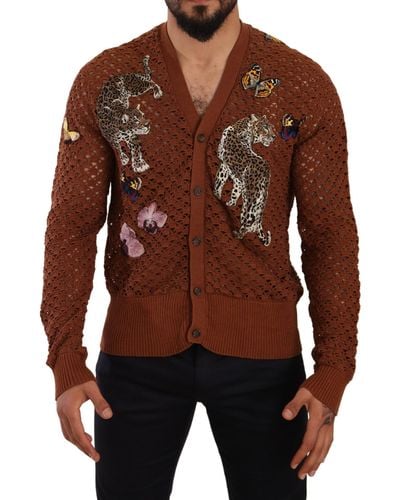 Dolce & Gabbana Refined Elegance Embroidered Cardigan - Brown