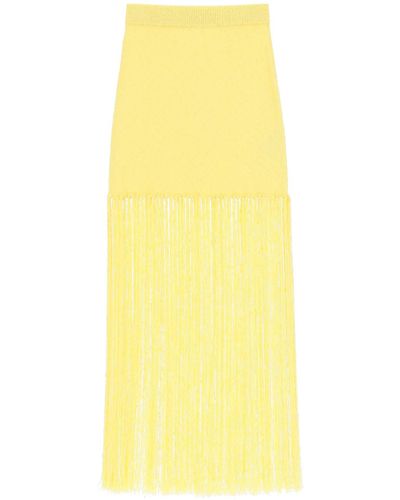 Casablancabrand Knit Skirt With Fringes - Yellow