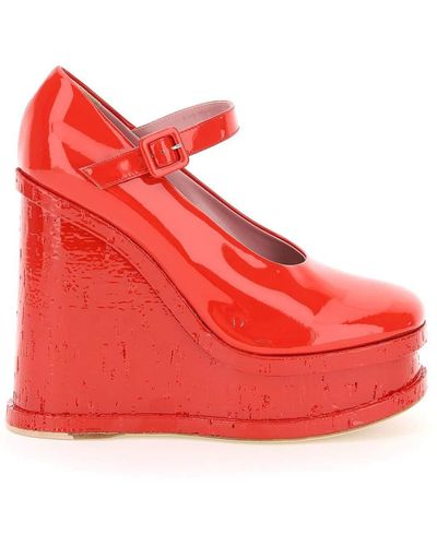 HAUS OF HONEY Lacque Doll Wedge Mary Jane - Red