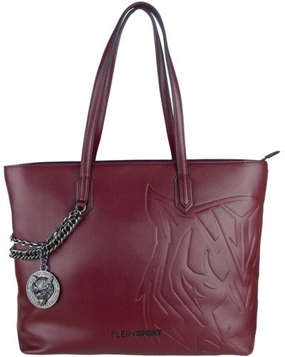 Philipp Plein Eco-Leather Chic Burgundy Shopper With Chain Detail - Red