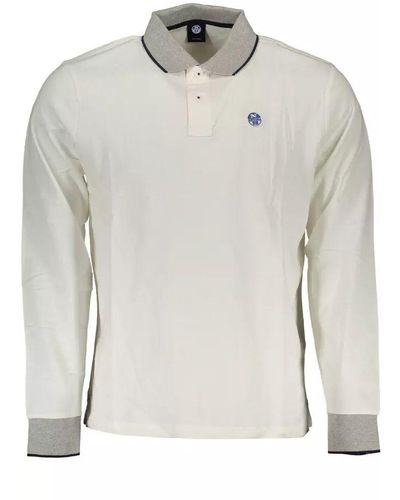 North Sails White Cotton Polo Shirt - Gray