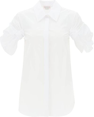 Alexander McQueen Shirt With Knotted Short Sleeves - White