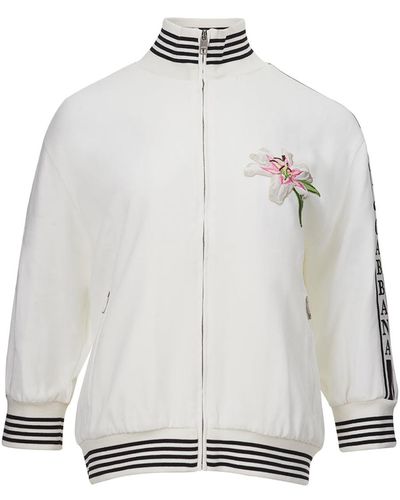 Dolce & Gabbana Embroidered Zippered Sweatshirt - White