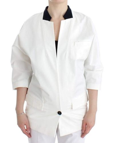 Andrea Pompilio Cotton Blend Oversized Blazer White Sig12655