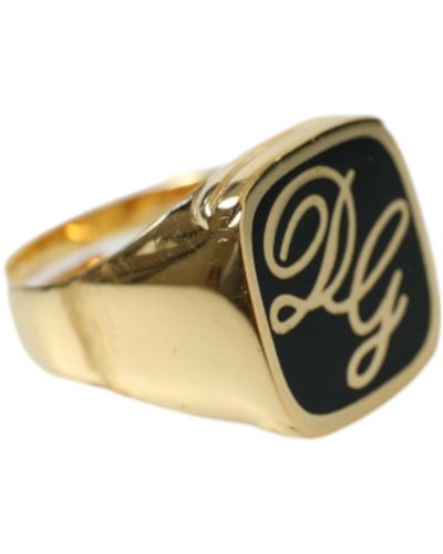 Dolce & Gabbana Elegant Plated Logo Engraved Ring - Natural