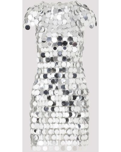 Rabanne Silver Iconic Round Sequin Polyester Mini Dress - White
