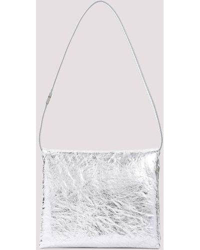 Marni Silver Prisma Ovine Leather Mini Pochette - White