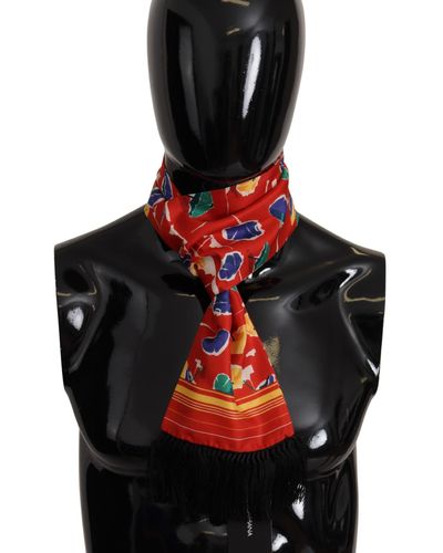 Dolce & Gabbana Multicolor Dg Umbrellas Print Shawl Fringe Scarf - Black