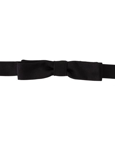 Dolce & Gabbana 100% Silk Adjustable Neck Papillon Tie - Black