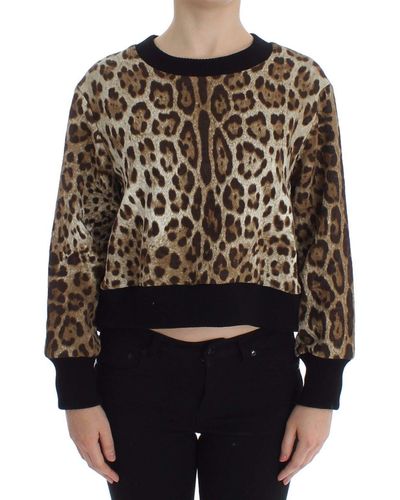 Dolce & Gabbana Elegant Leopard Print Short Jumper Top - Multicolour