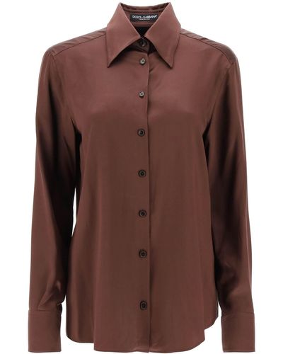 Dolce & Gabbana Silk Satin Shirt - Brown