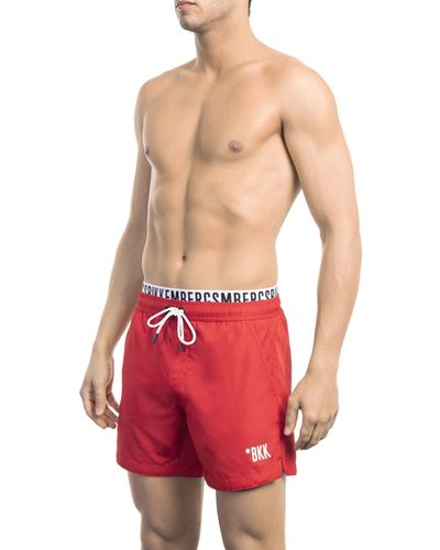 Bikkembergs Elastic Waistband With Drawstring Beachwear Swimwear - Red