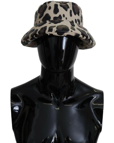 Dolce & Gabbana Leopard Print Capello Bucket Cap Hat - Black