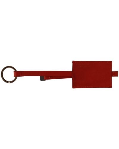 CoSTUME NATIONAL C'n'c Leather Branded Logo Keyring Keychain - Red