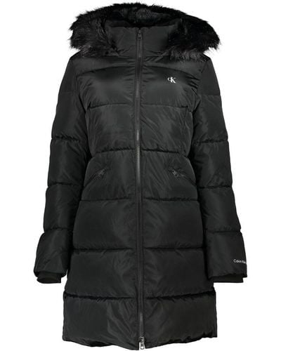 Calvin Klein Chic Hooded Jacket With Removable Fur Detail - Black