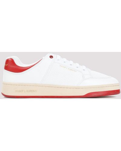 Saint Laurent White Red Sl61 Calf Leather Trainers - Pink
