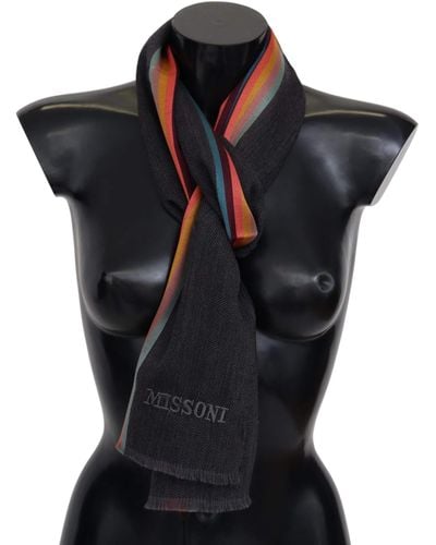 Missoni Striped Wool Neck Wrap Scarf - Black