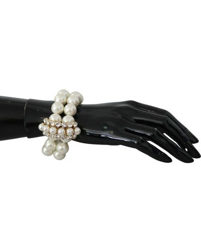 Dolce & Gabbana Tone Crystal Faux Pearl Sicily Wrist Bracelet - Black