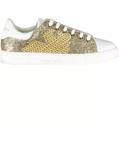 Emporio Armani Gold Polyester Trainer - Metallic