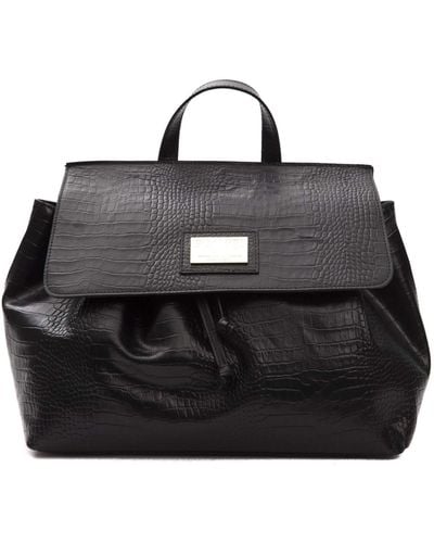 Pompei Donatella Logo-plaque Snake Texture Handbag - Black