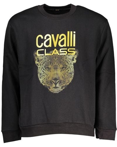 Class Roberto Cavalli Chic Fleece Crew Neck Sweatshirt - Black