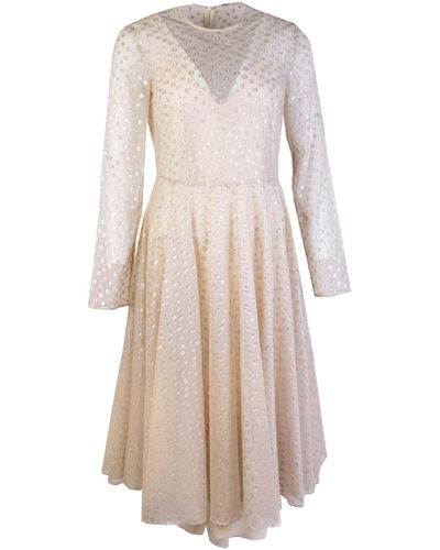 Lardini Ivory Embellished Tulle Dress - Natural