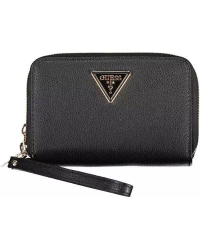 Guess Elegant Black Double Wallet With Zip Closure