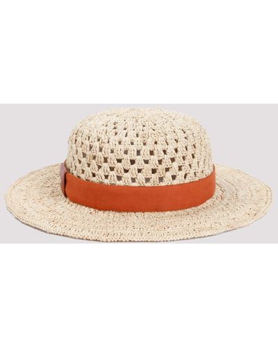 Chloé Straw Beige Raffia Crochet Hat - Multicolour
