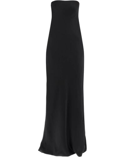 Norma Kamali Long Satin Crepe Dress - Black