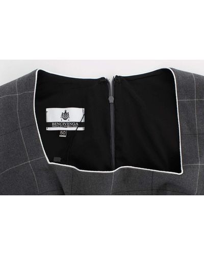 Bencivenga Grey Stretch Sheath Dress Suit Set - Black