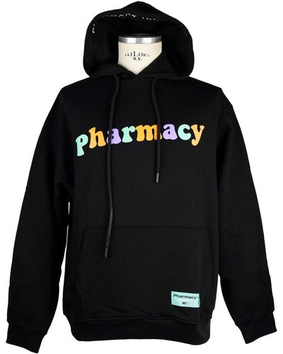 Pharmacy Industry Logo Print Hooded Sweatshirt - Black
