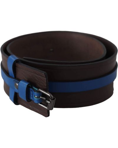 CoSTUME NATIONAL Brown Thin Blue Line Leather Buckle Belt