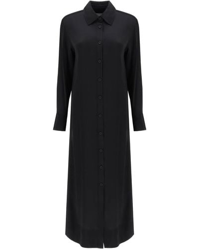 Loulou Studio 'ara' Long Shirt Dress In Satin - Black