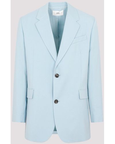 Ami Paris Blue Aquamarine Virgin Wool Two Buttons Jacket