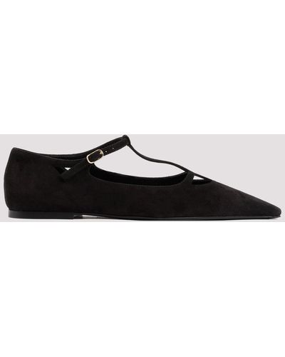 The Row Black Cyd Flat Suede Leather Ballerinas