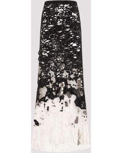 DIESEL Deep Black Cotton Lace Long Skirt