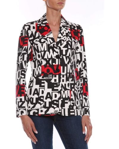 Love Moschino Chic Monochrome Jacket With Pop Of - Red