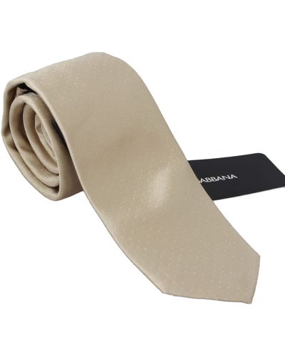 Dolce & Gabbana Solid Light Brown Silk Classic Wide Necktie - Natural