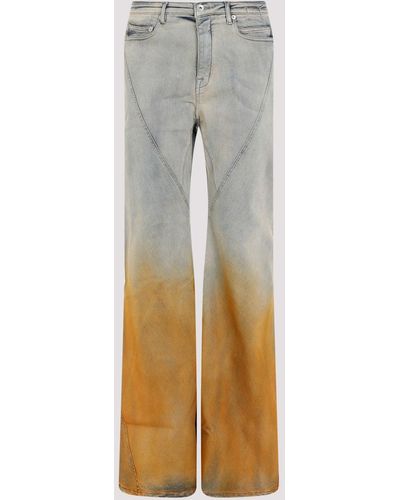 Rick Owens Sky Orange Bias Bootcut Cotton Jeans - Grey