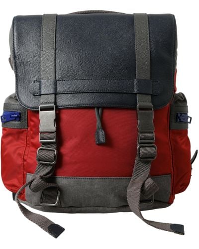 Dolce & Gabbana Nylon Leather Rucksack Backpack Bag - Red