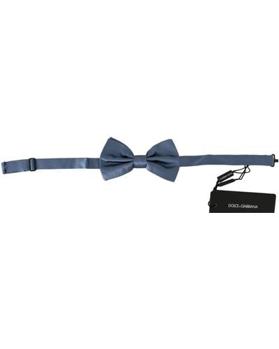 Dolce & Gabbana 100% Silk Adjustable Neck Papillon Bow Tie - Blue