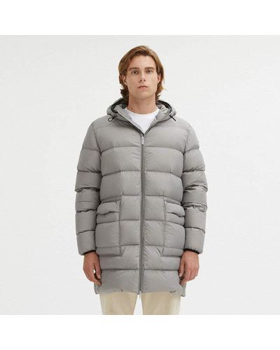 Centogrammi Dove Grey Hooded Feather Padded Jacket