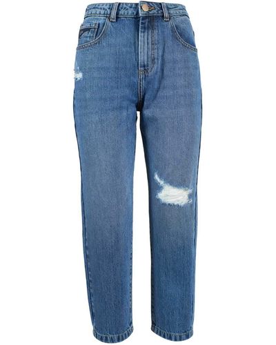 Yes-Zee High-Waist Ripped Jeans For - Blue