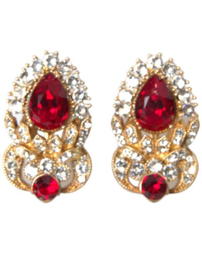 Dolce & Gabbana Sterling Plated Crystals Jewelry Earrings - Red