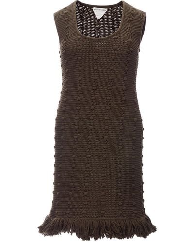 Bottega Veneta Elegant Knit Pencil Dress - Brown