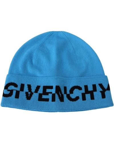 Givenchy Wool Logo Winter Warm Beanie Unisex Hat - Blue