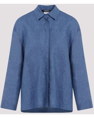 MAX MARA'S Indigo Blue Kasia Linen Shirt