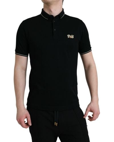 Dolce & Gabbana Logo Collared Short Sleeves Polo T-Shirt - Black